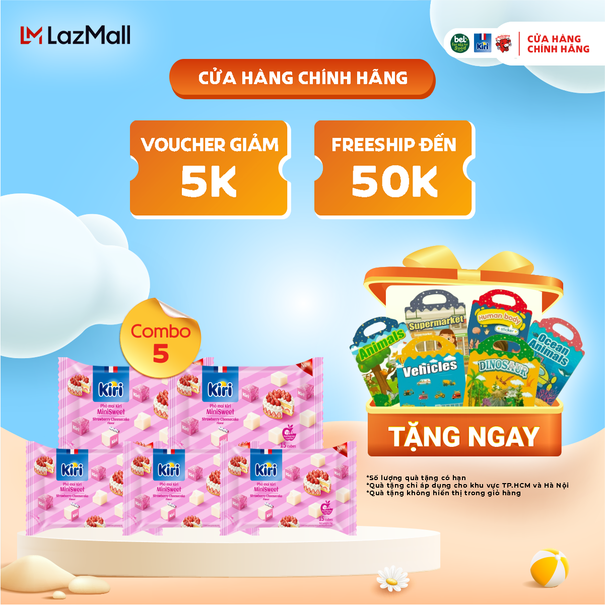 Combo 5 Phô Mai Kiri MiniSweet Hương Bánh Phô mai dâu