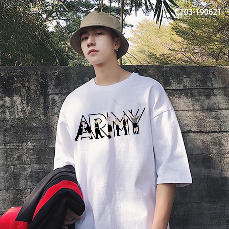 Áo thun uni nam nữ bts army hình vẽ bóng - ct03-190621 đẹp chất lượng