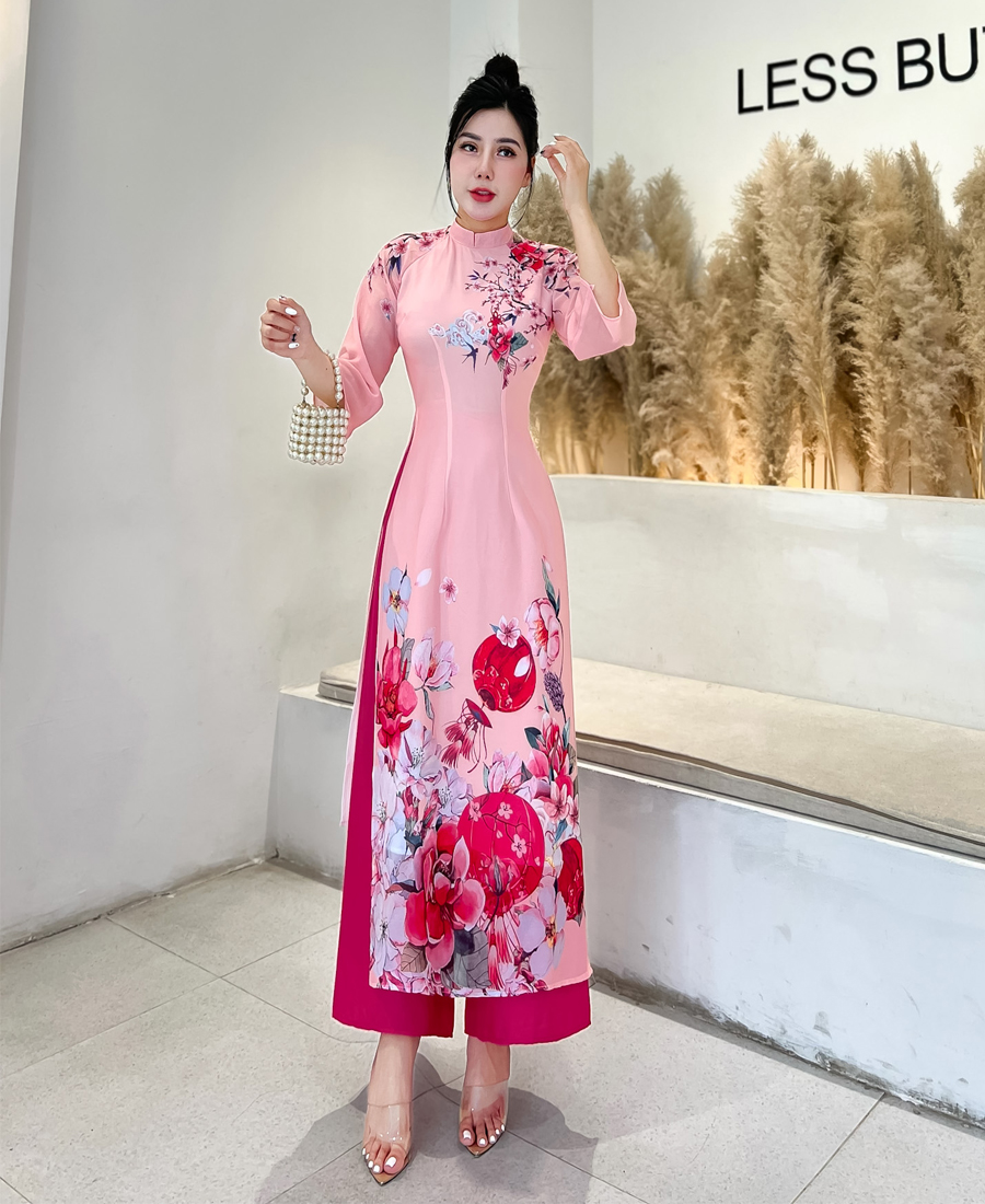 [hcm]Áo Dài In 3d Vol 4 Tà Cao Cấp Ad029 Big Size Lady Fashion Khánh Linh Style Giá Sỉ Giá