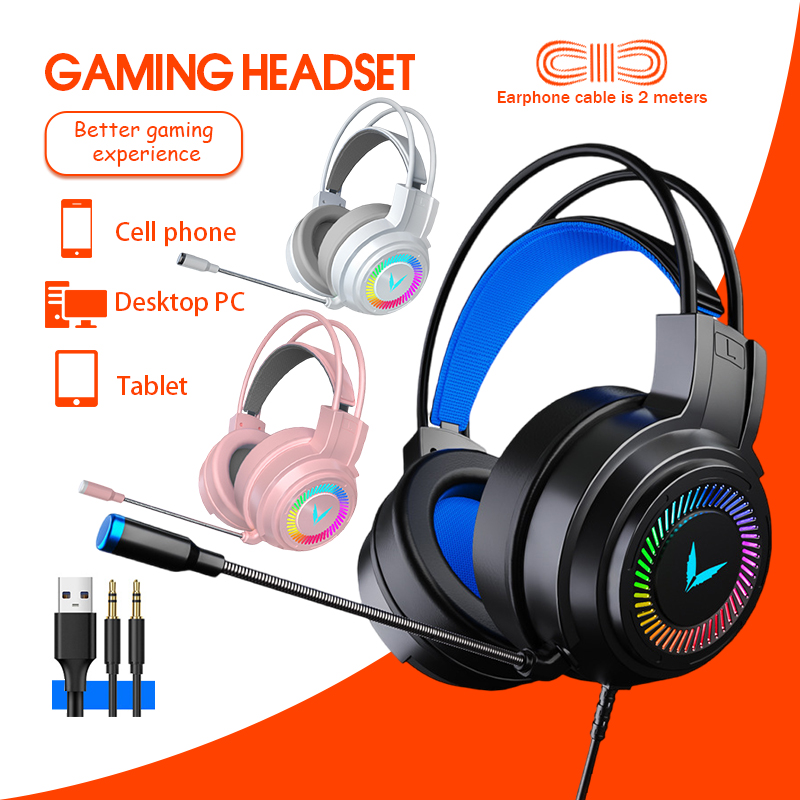 Tai nghe chụp tai gaming giả lập 7.1 có mic có đèn LED RGB cho Máy tính/ PC/ Laptop Gaming Headphones