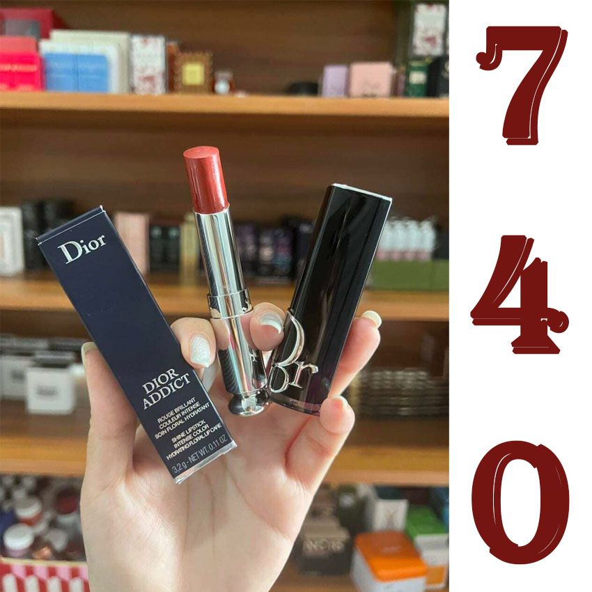 Son Dior Addict 740 Saddle màu đỏ gạch hot trend,Full Box Túi + Hộp,Bền màu suốt 6 giờ,dưỡng ẩm trên môi 24 giờ.