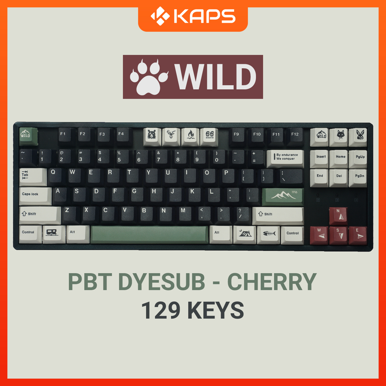 Keycap Wild PBT profile Cherry in dyesub 129 nút cho bàn phím cơ layout 108/104/98/87/84/75/68/64/61