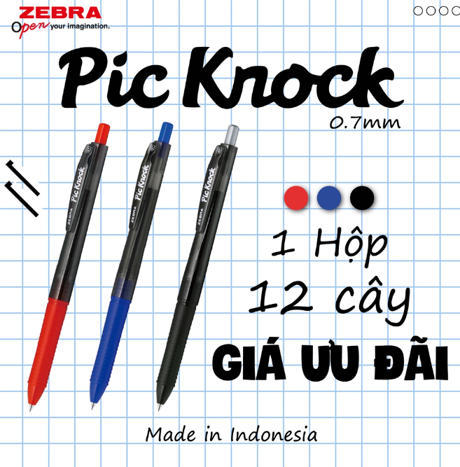 Viết bi bấm pic knock - zebra - 1 cây