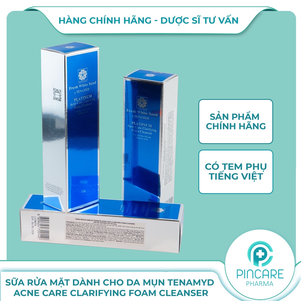 Sữa rửa mặt cho da mụn tenamyd acne care clarifying foam cleanser 120g - nhà thu.ốc pincare