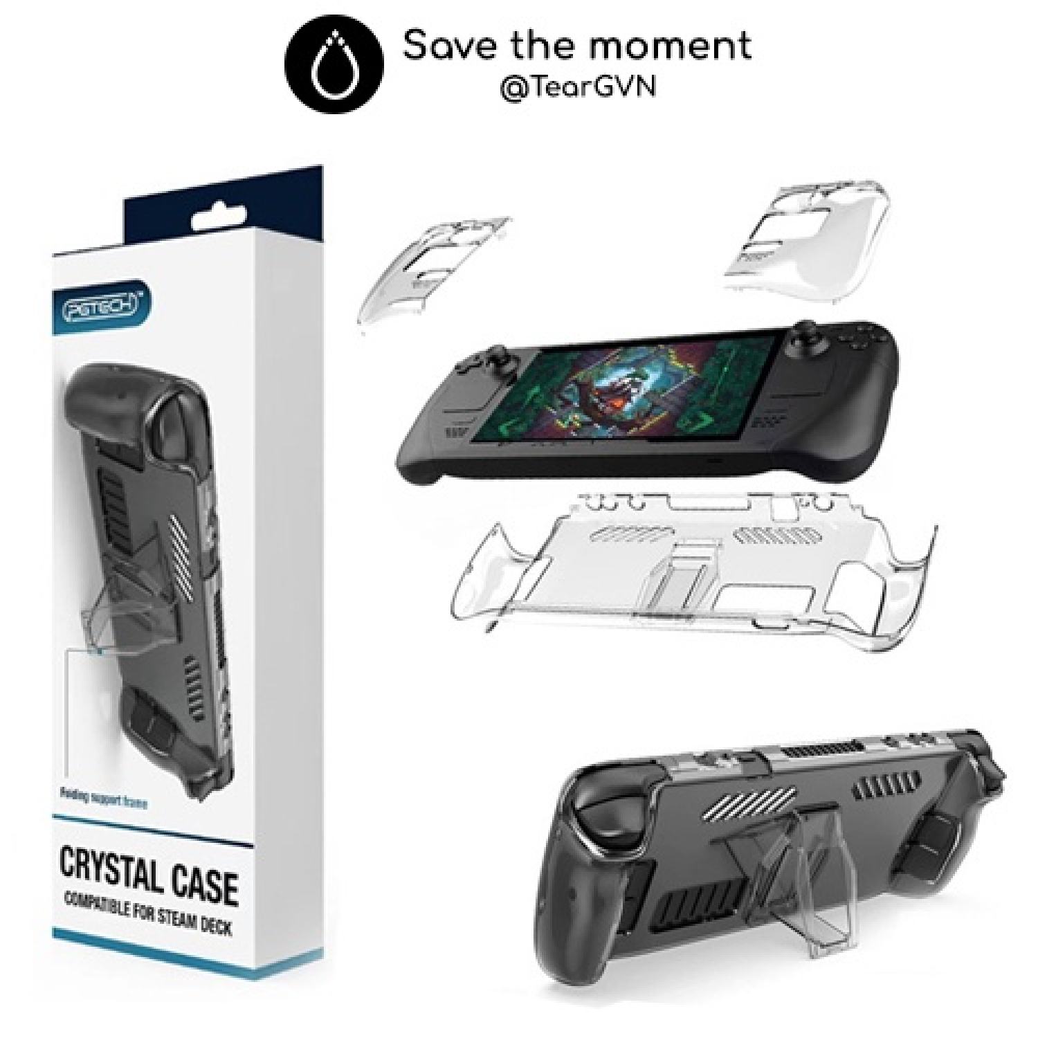 Ốp cứng trong suốt có chân đứng pgtech cho steam deck & oled