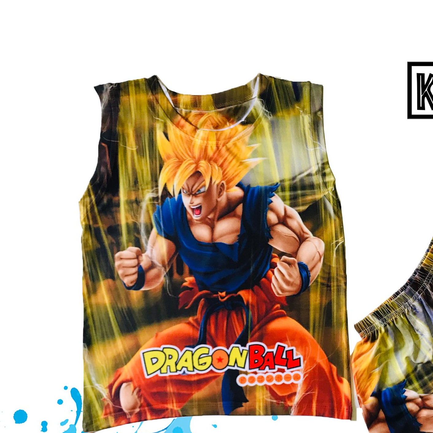 Bộ Quần áo Thun 3 Lổ Bé trai In 3D hình Dragon Ball