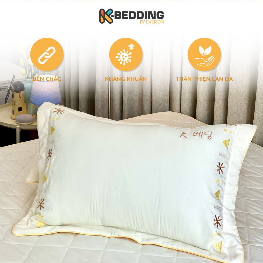 Vỏ gối nằm chần bông KBedding by Everon KMTS 102, màu vàng nhạt, kích thước 45*65cm