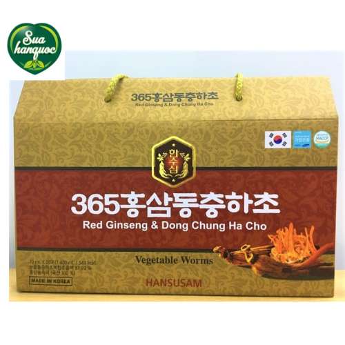 [QUÀ TẶNG] Nước Chiết Xuất Hồng Sâm Đông Trùng Hạ Thảo 365 Hộp 20 Gói x 70ml