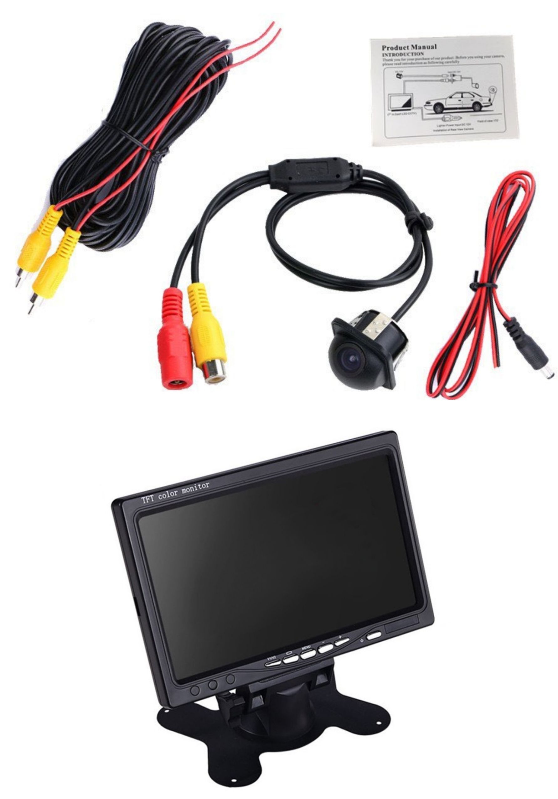 Combo màn hình 7 inch + camera lề phải không vừa với cam lùi 12v