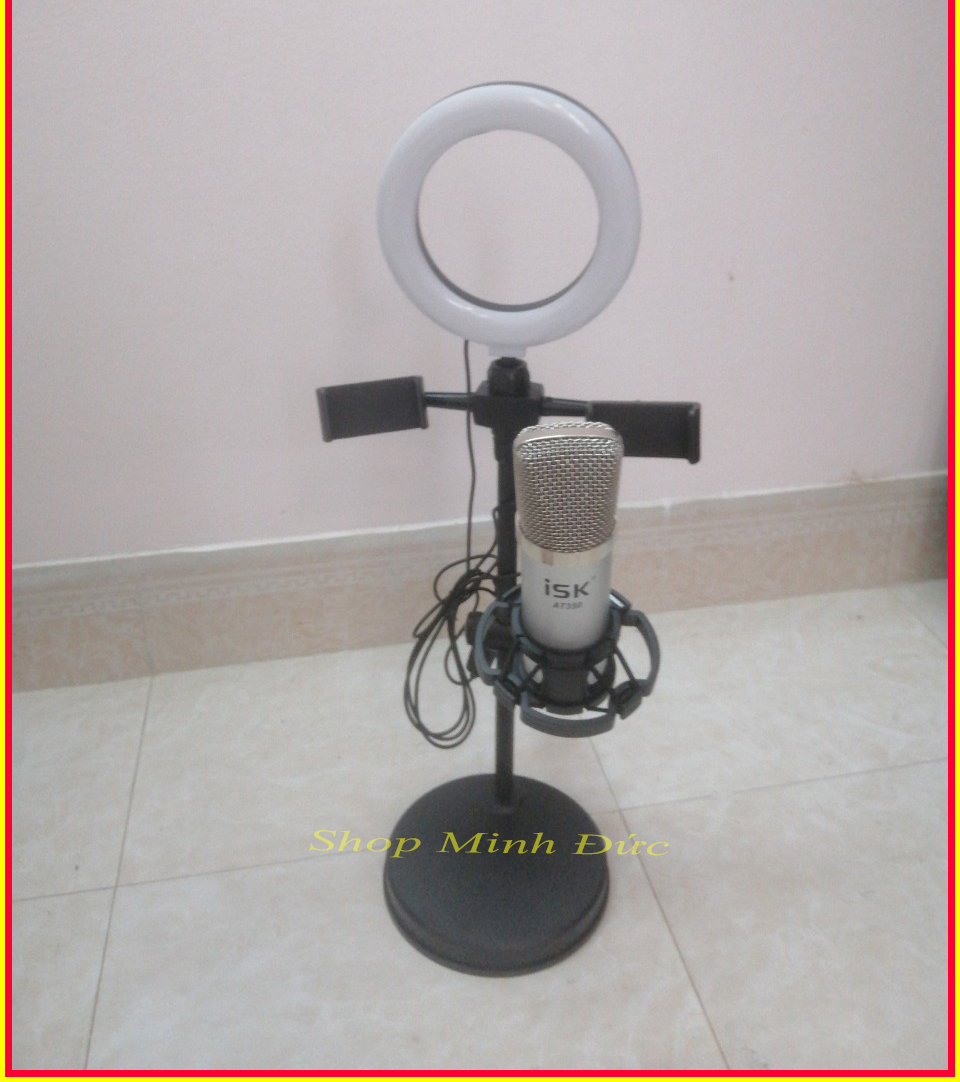 Bộ giá đỡ livestream - giá đỡ mic thu âm - bộ giá đỡ kẹp mic kèm đèn và 2 điện thoại - bộ giá đỡ 4 in 1 bền đẹp chắc chắn