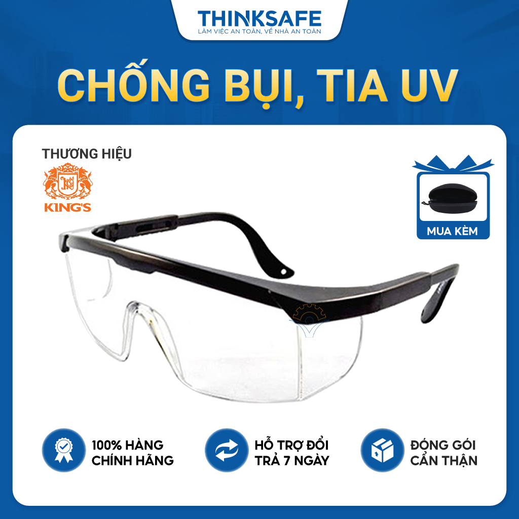 Kính bảo hộ Kings KY151 trong suốt, chống bụi, chắn gió, chống tia uv, Kính chống bụi đi đường đau mắt đỏ - Thinksafe