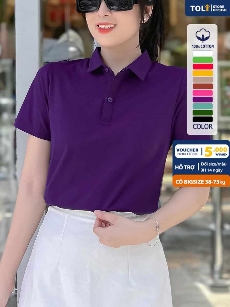 Áo Thun polo nữ TOLI có cổ sơ mi, dáng ôm nhẹ, vải Cotton mềm mịn,chính hãng cao cấp [TF01]