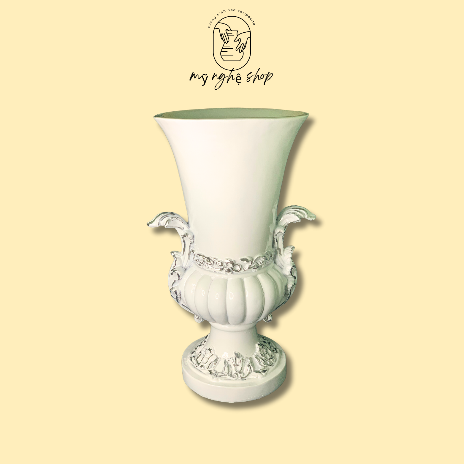 Bình hoa composite mã sen 4, bình cắm hoa, bình hoa decor, bình hoa chơi tết, bình hoa trang trí, Mỹ nghệ shop bình hoa cao cấp