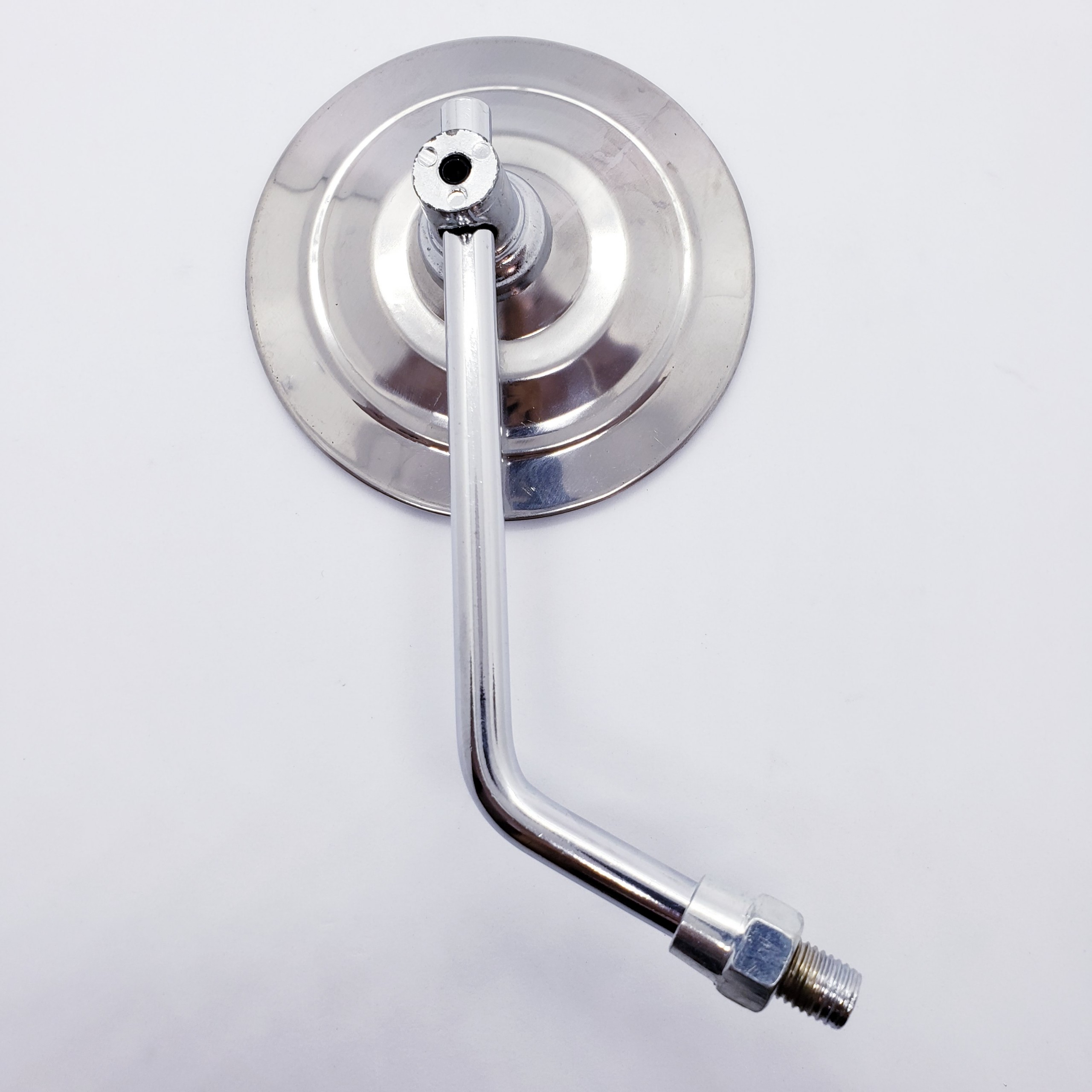 [HCM] Gương kiếng tròn phẳng đế trắng chiếu hậu xe máy màu bạc gắn bên trái (ảnh thực tế)