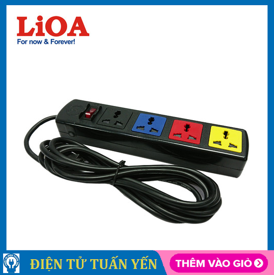 Ổ cắm lioa 4d33n 4 ổ cắm đa năng, 1 công tắc tổng, công suất chịu tải 2200w - hàng chính hãng