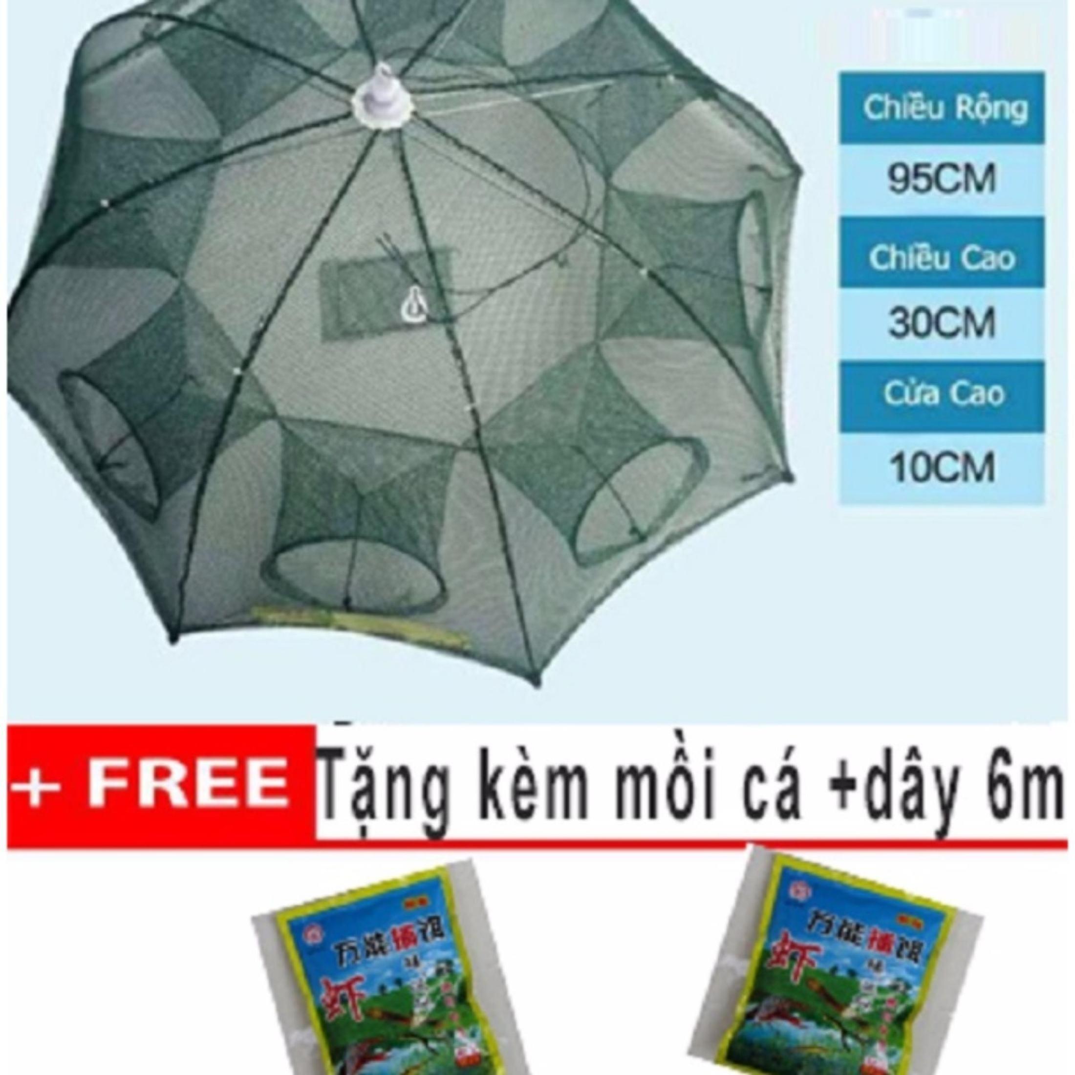 Lưới bắt cá - Lồng bát quái 8 lỗ bắt cá (tặng kèm mồi)