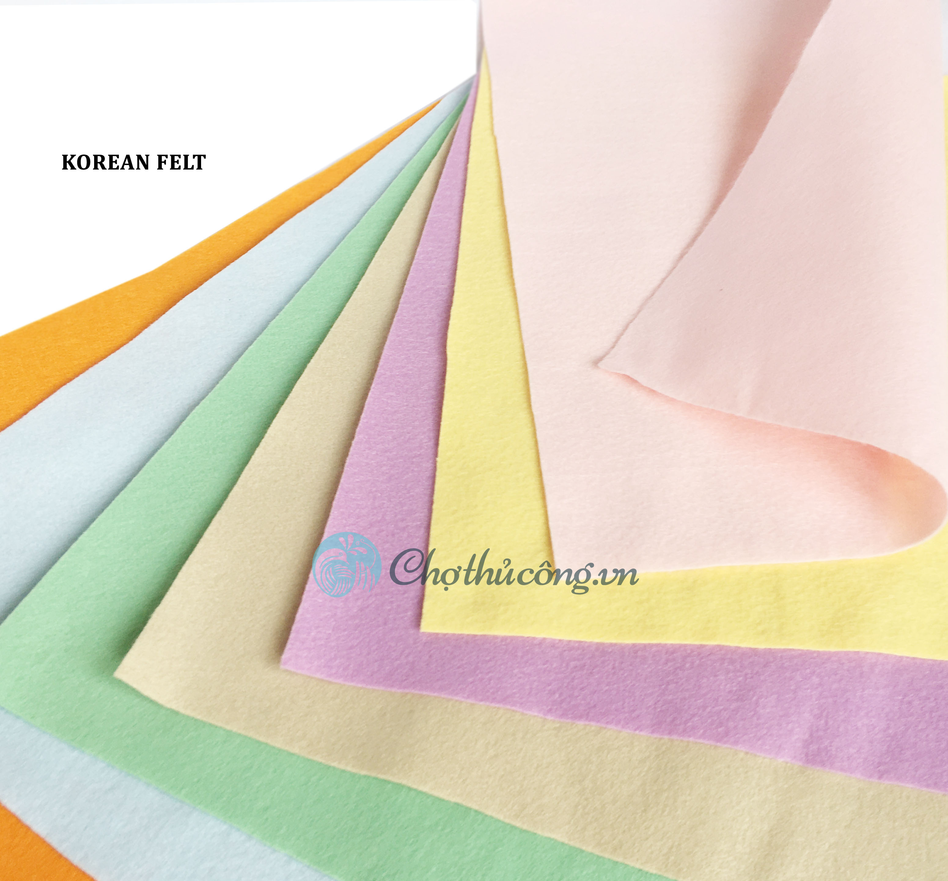 [HCM]Combo 7 vải nỉ mềm H&agraven Quốc cao cấp D30XR37cm 7 m&agraveu Pastel (Korean High-class Felt) (vải kh&ocircng dệt-vải dạ-soft felt) l&agravem đồ handmade craft thủ c&ocircng