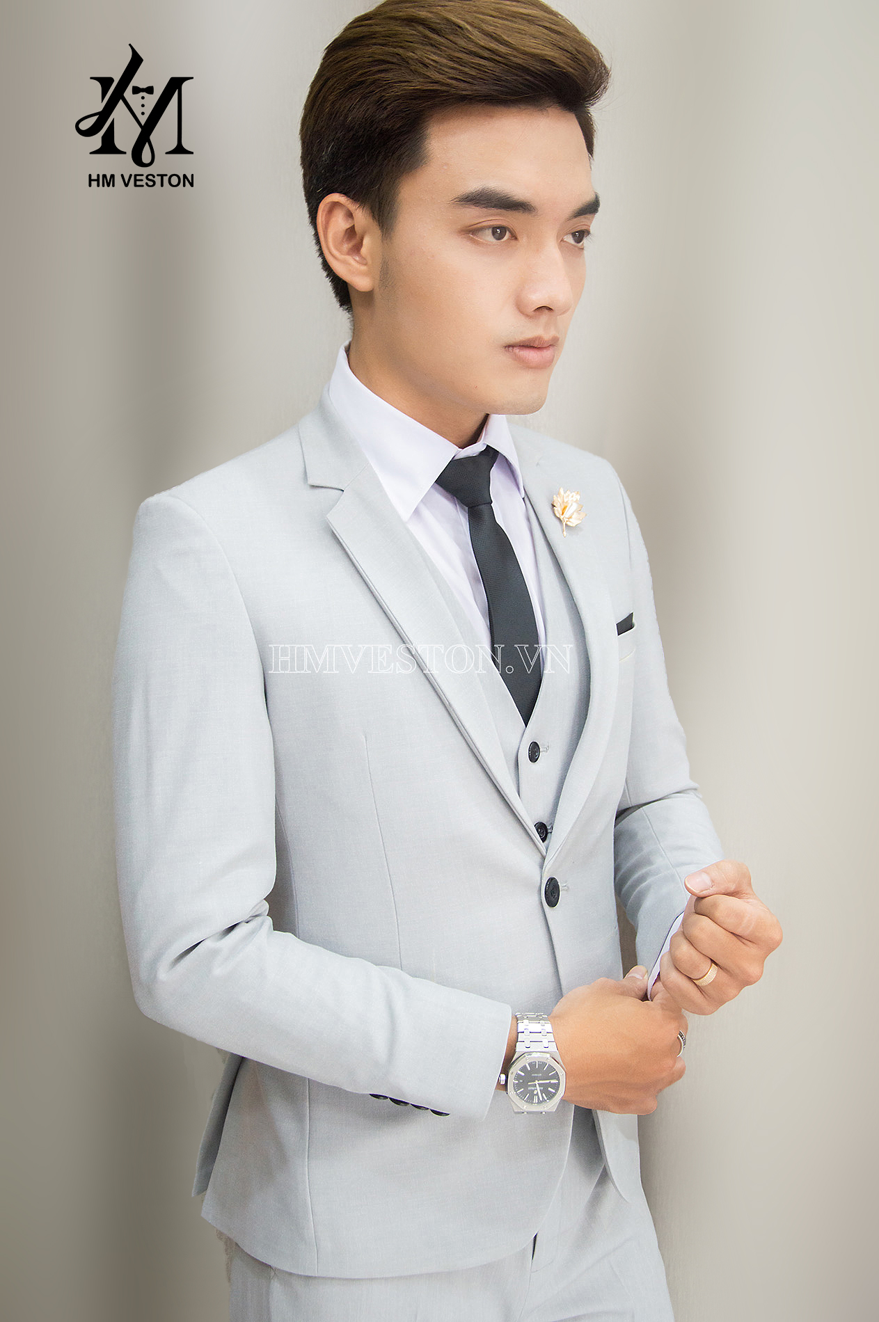 Bộ vest nam màu xám ghi
