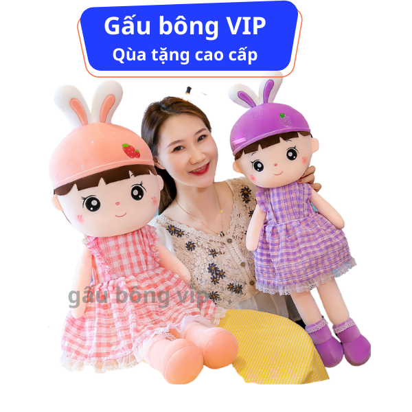 Gấu bông búp bê trái cây mặc váy có khóa kéo gấu bông vip tphcm, thú nhồi bông búp bê cho bé gái qùa tặng cao cấp gối ôm cho bé