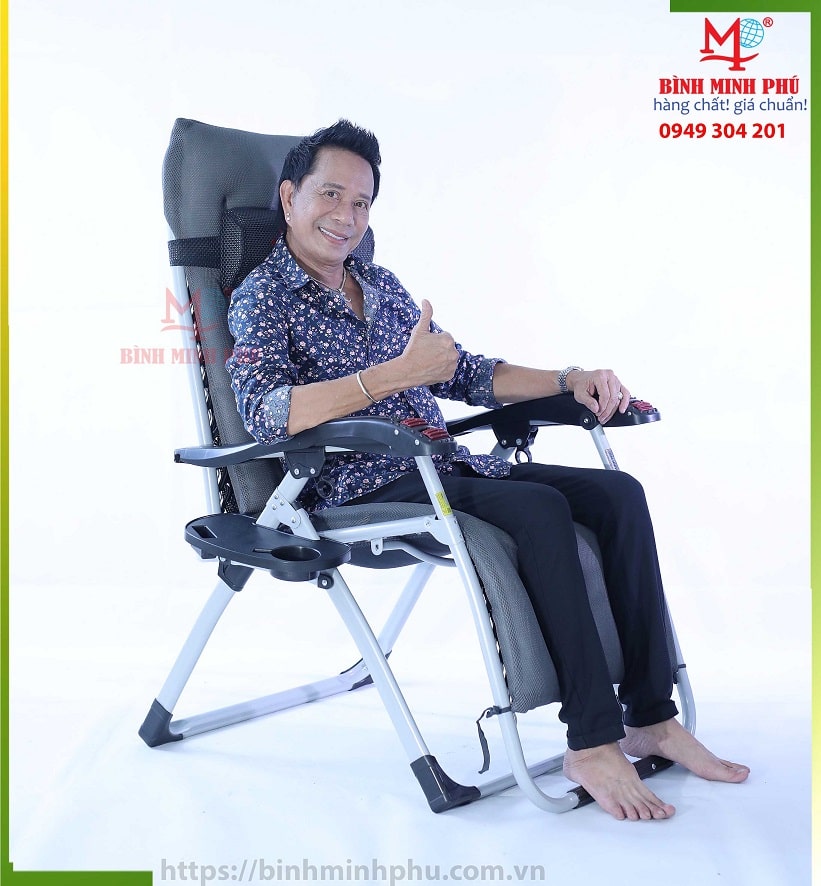 GHẾ XẾP THƯ GIÃN MASSAGE TAY CAO CẤP BÌNH MINH PHÚ SIZE L- KHUNG INOX 201