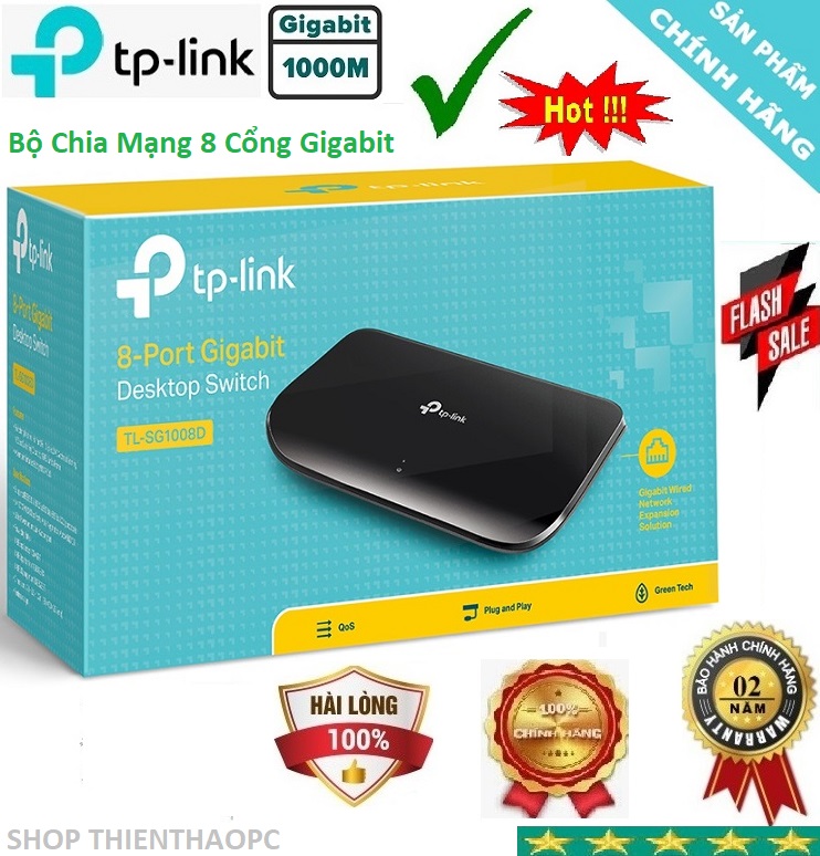 Bộ chia mạng switch 8 cổng gigabit tplink sg1008d 10/100/1000mbps , hàng mới chính hãng bh24t