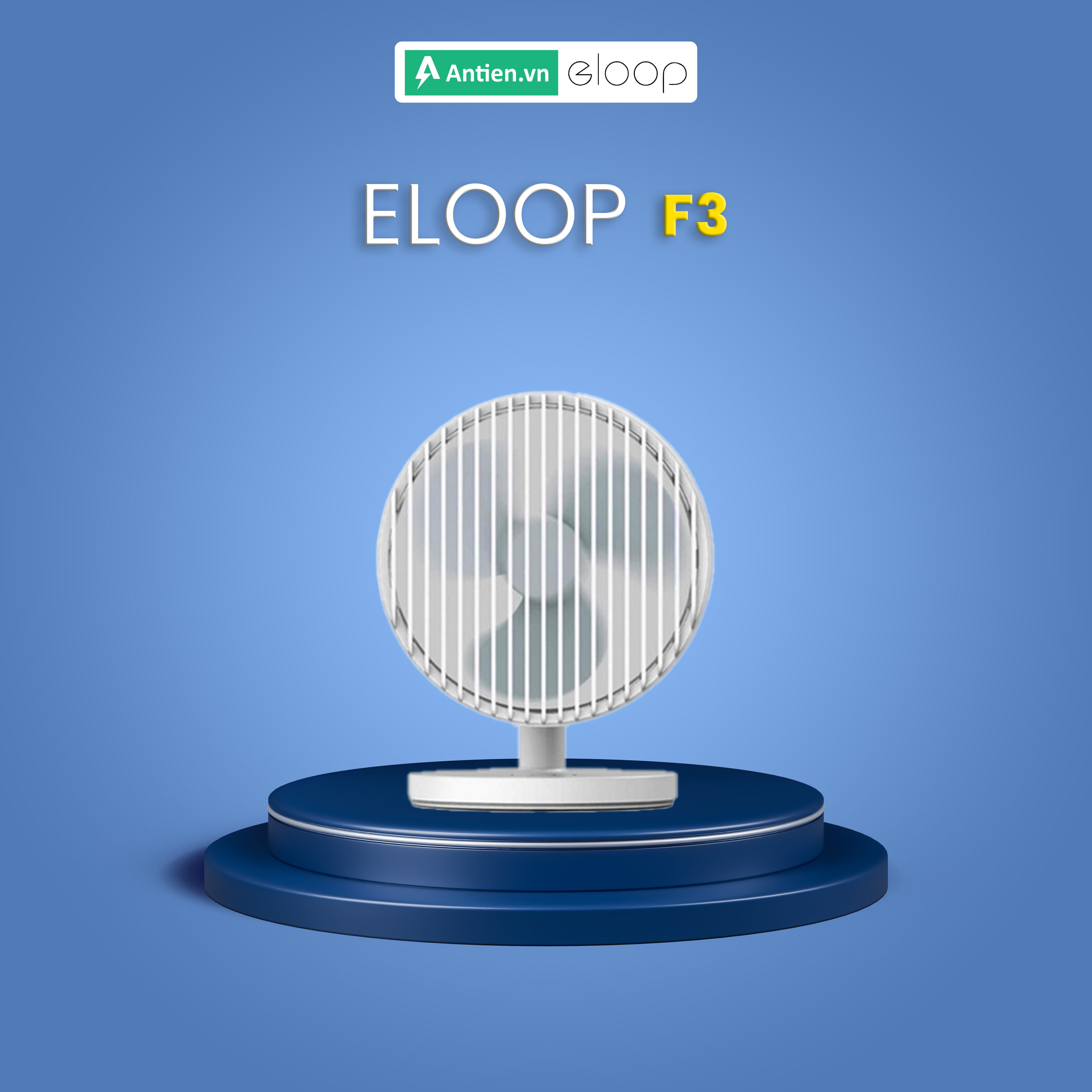 Quạt tích điện, quạt để bàn mini Eloop F3, 3 mức quạt - Bảo hành 3 tháng