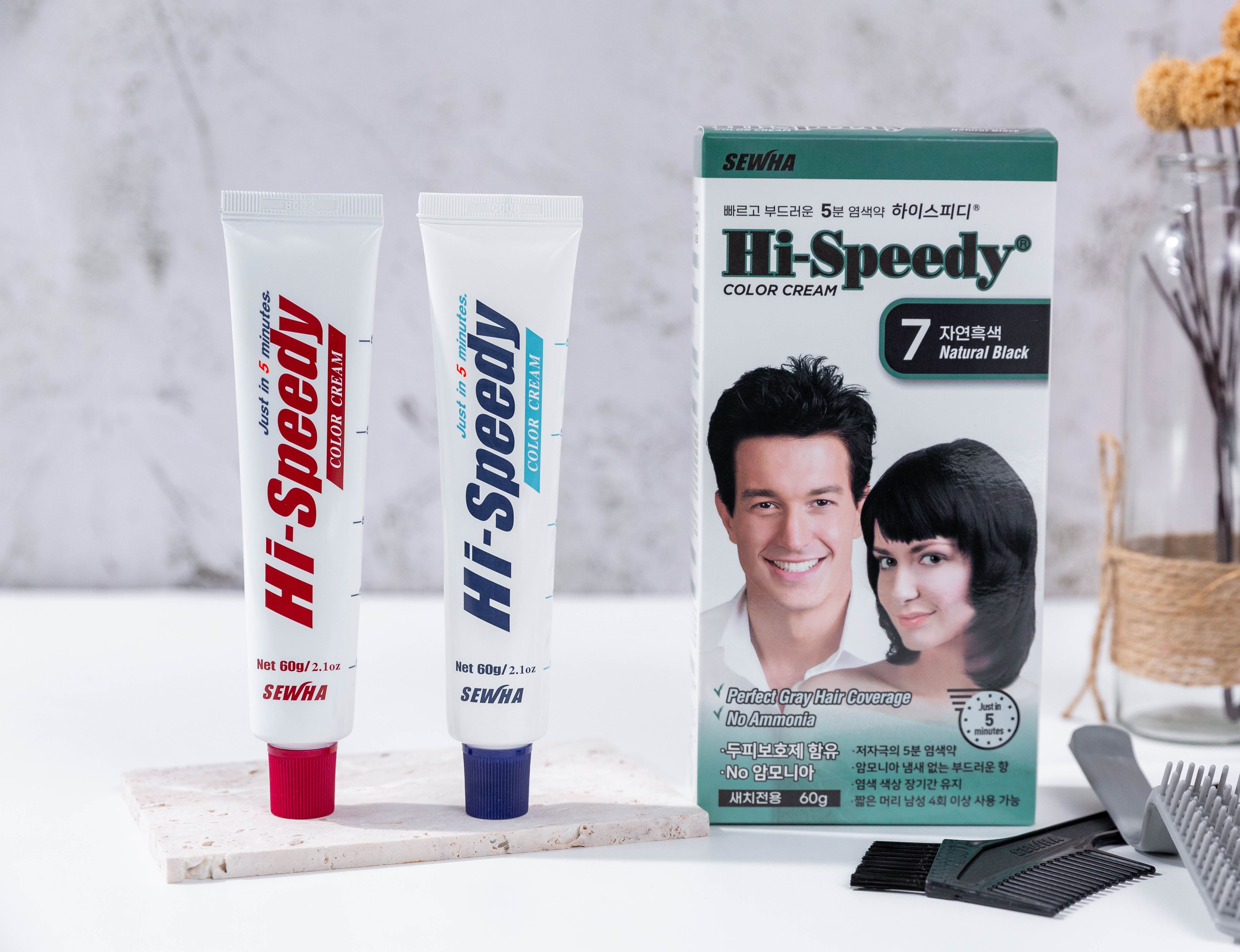 Thuốc nhuộm tóc phủ bạc thảo dược Richenna Hi-Speedy Hàn Quốc 60G
