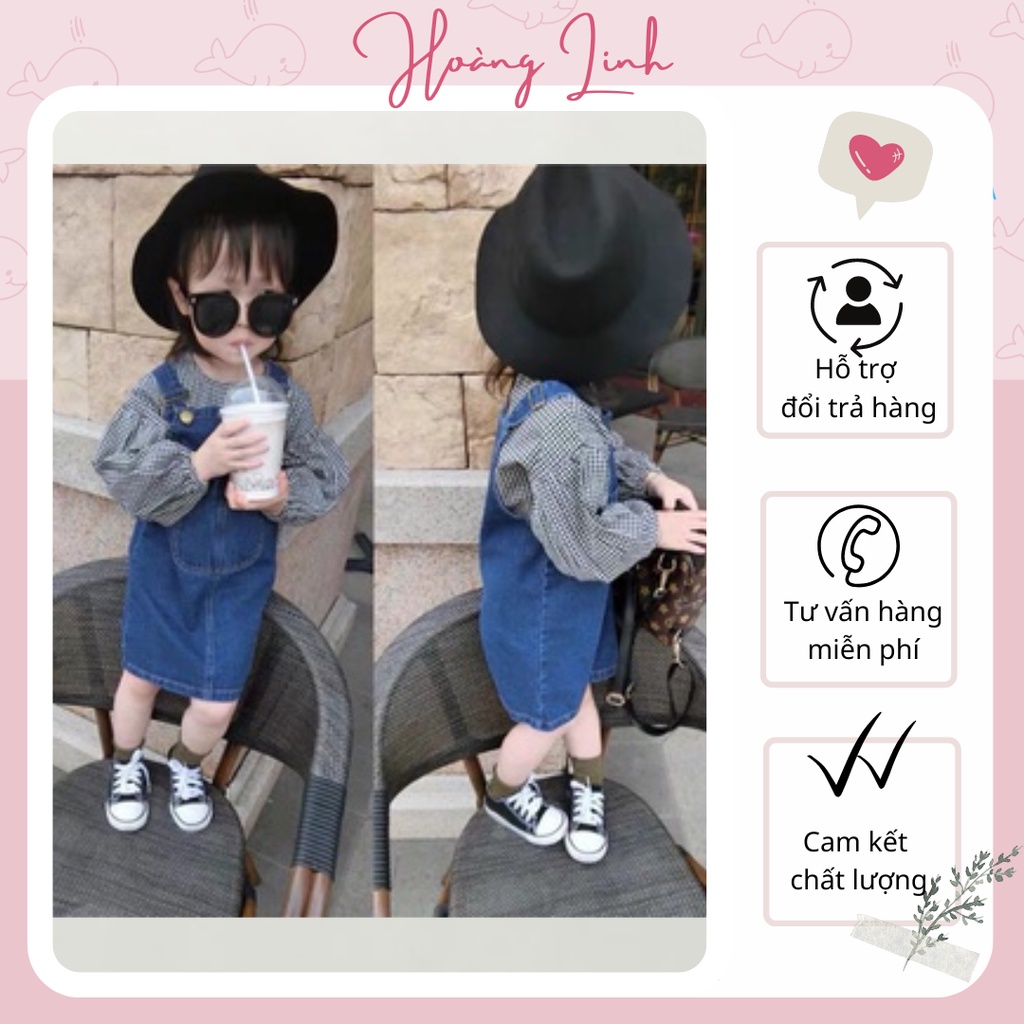 Đầm jean xẻ sau cho bé gái thời trang xuân thu phong cách hàn quốc