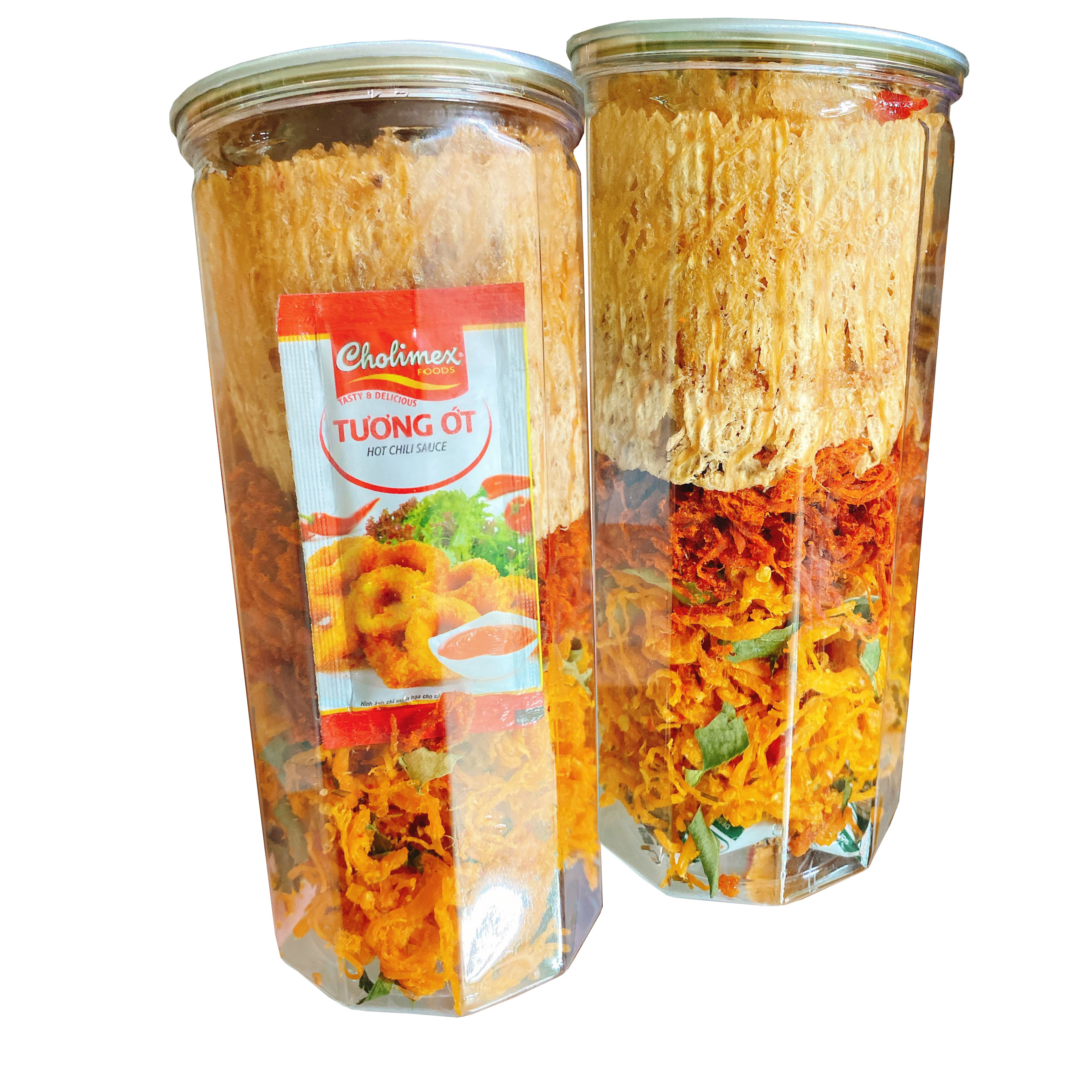 Mực mix khô gà khô bò lon pet 300g mtfood