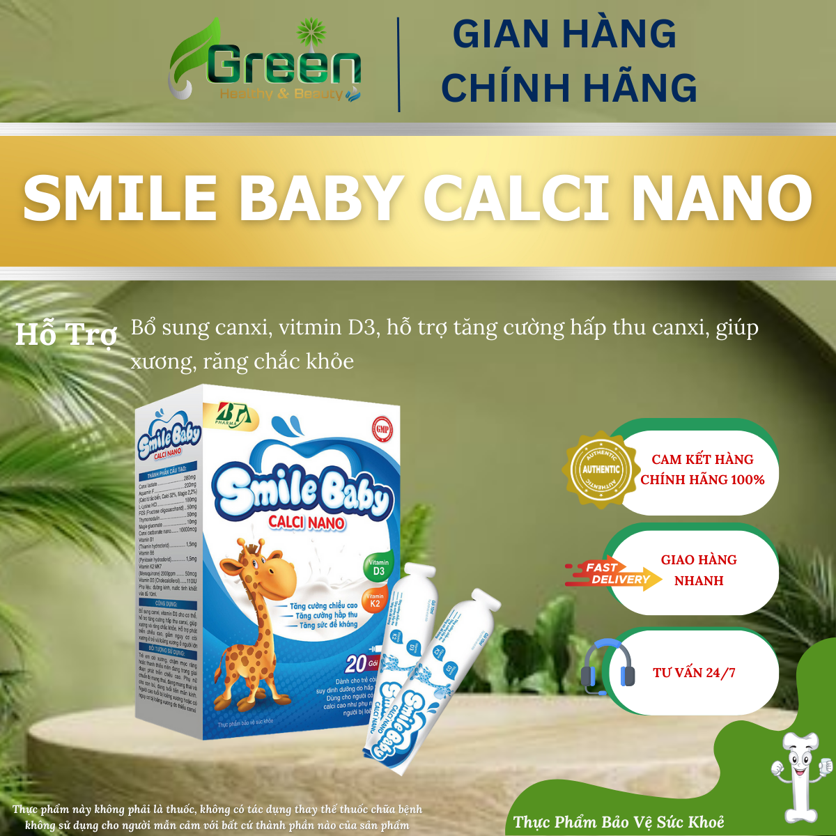 [TPBVSK]  SMILE BABY CALCI NANO - Giúp Xương Chắc Khỏe (H/20 gói)