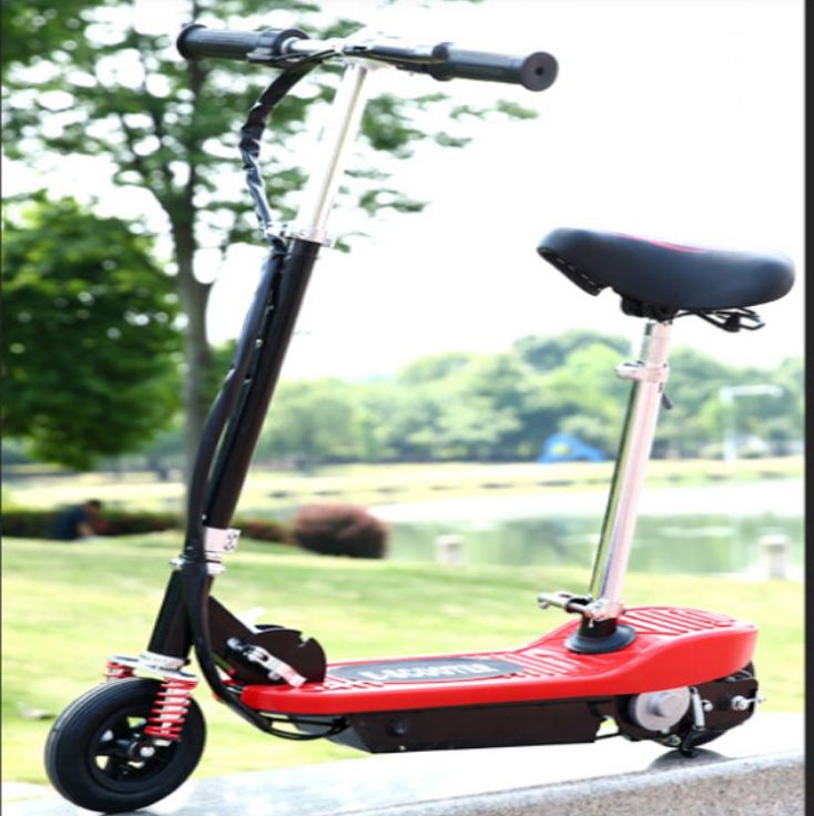 XE ĐIỆN MINI E-SCOOTER 2018 động cơ 120 W pin 4.5AH/24V trọng tải 60kg có giảm sóc trước