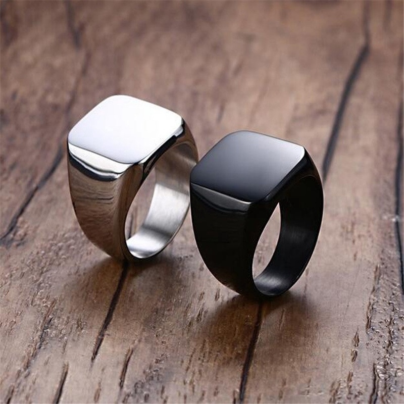 Brand new fashion stainless steel square ringsimple style creative men's steel ring.