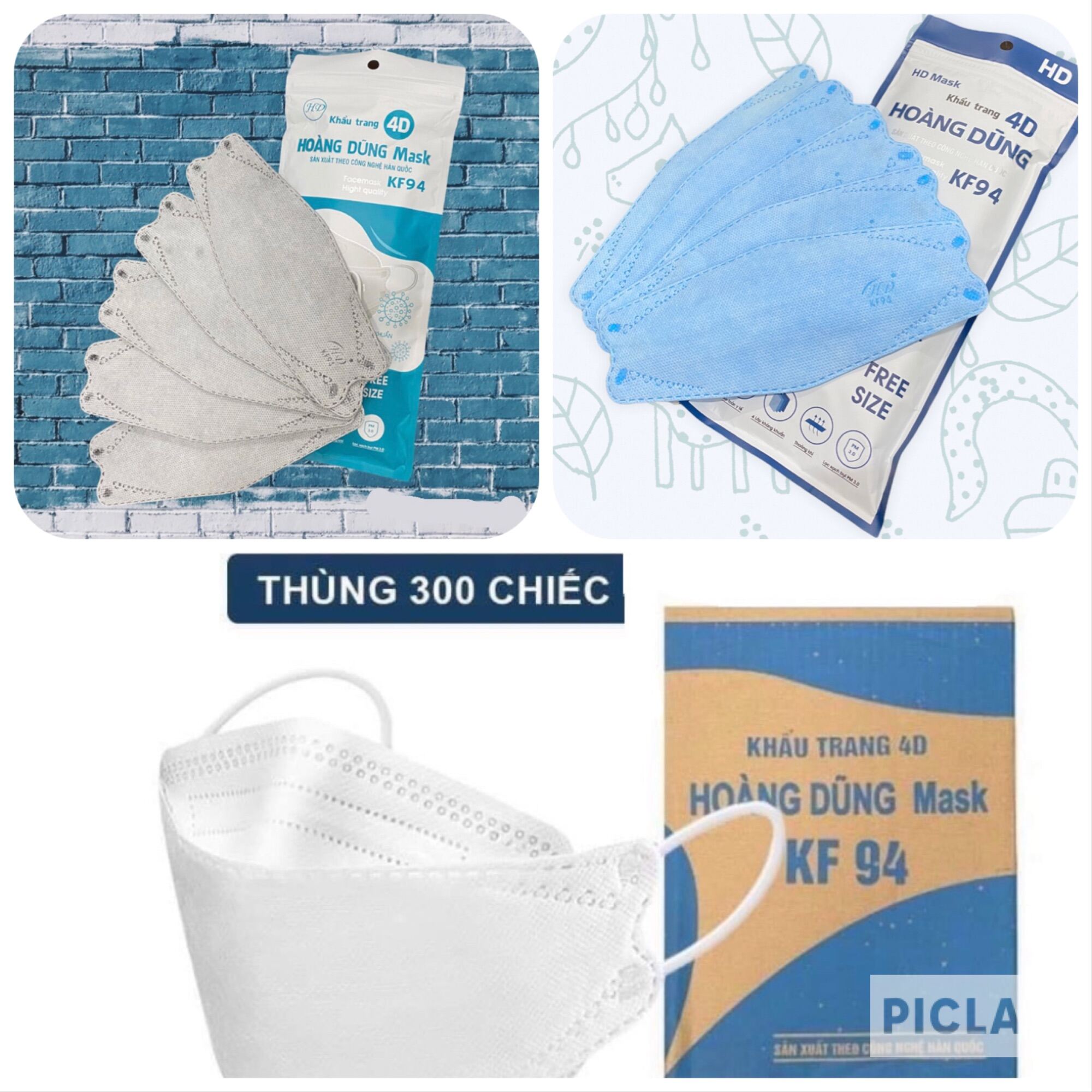Thùng khẩu trang 4d kf94 thùng 300 chiếc giấy kk
