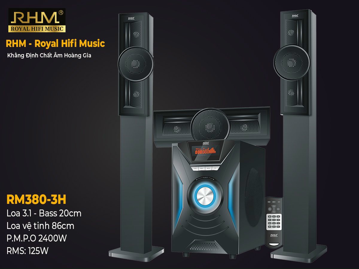 Loa 3.1 rhm rm-380 3h - 125w chuyên nghiệp, có bluetooth. 02 loa cột cao 86cm.