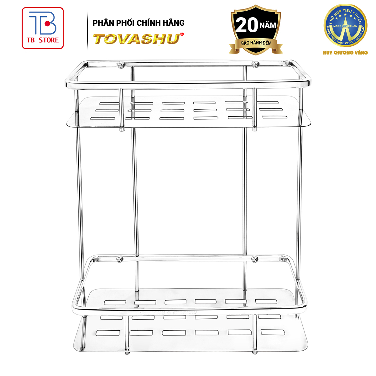 Kệ nhà tắm 2 tầng tovashu inox 304, kệ để đồ phòng tắm, kệ inox, kệ lưới đa năng td2 - bảo hành 20 năm