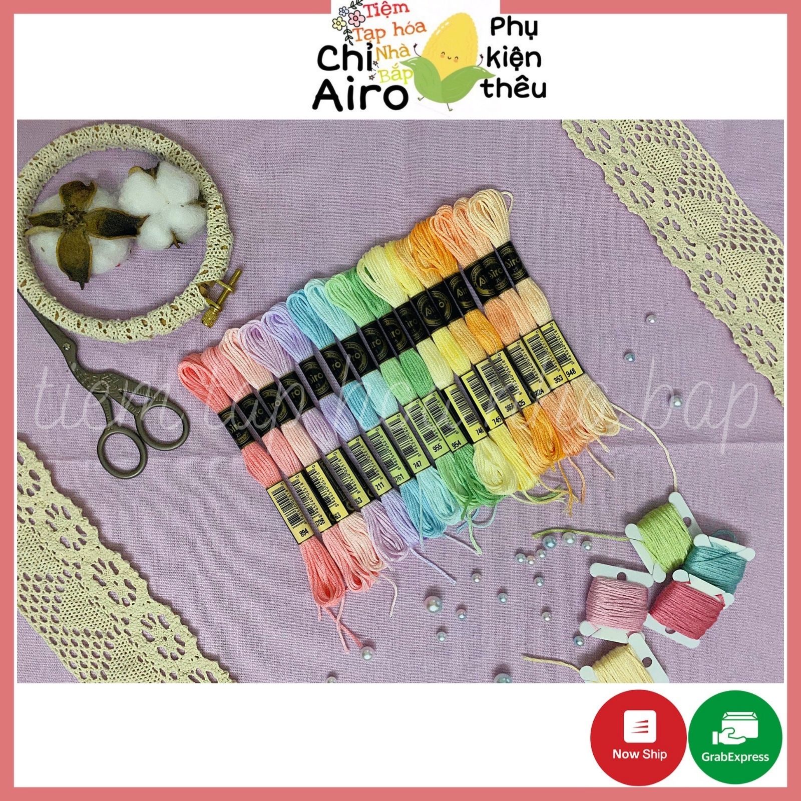 Set Chỉ Thêu Airo 16 Màu Tông Pastel