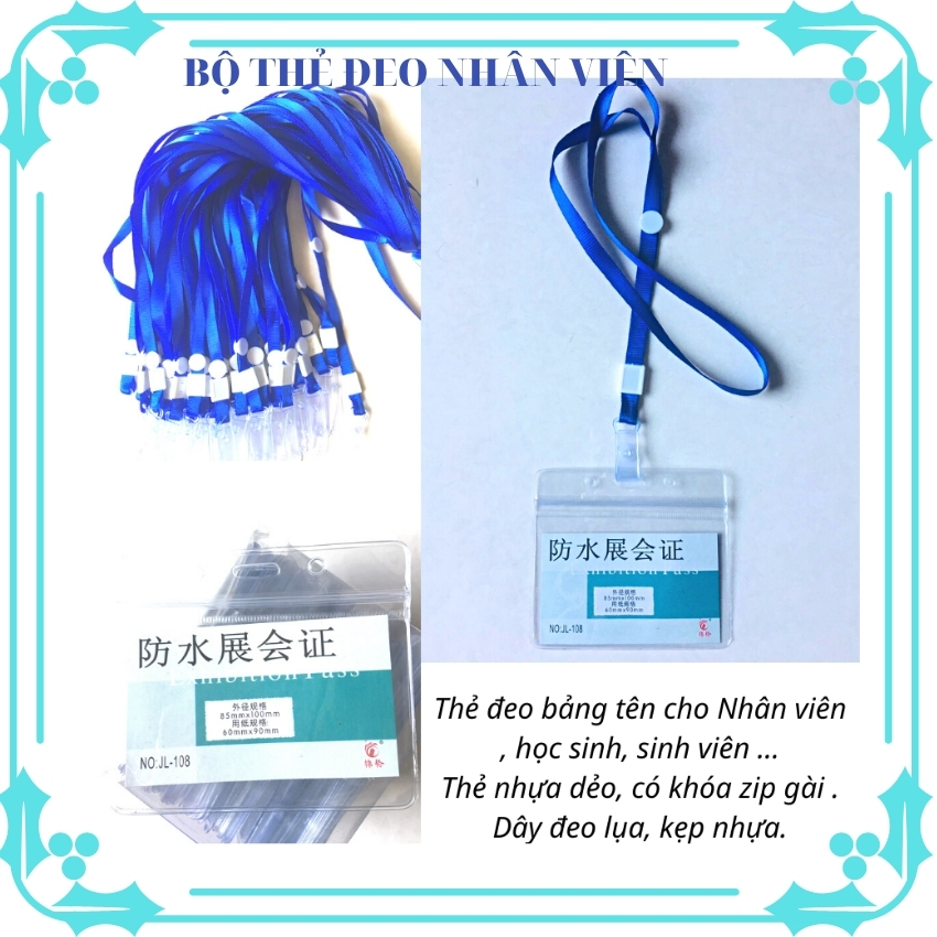 [FreeShip]Thẻ đeo nhân viên, bảng tên học sinh, thẻ nhựa dẻo, dây đeo thẻ, thẻ zip