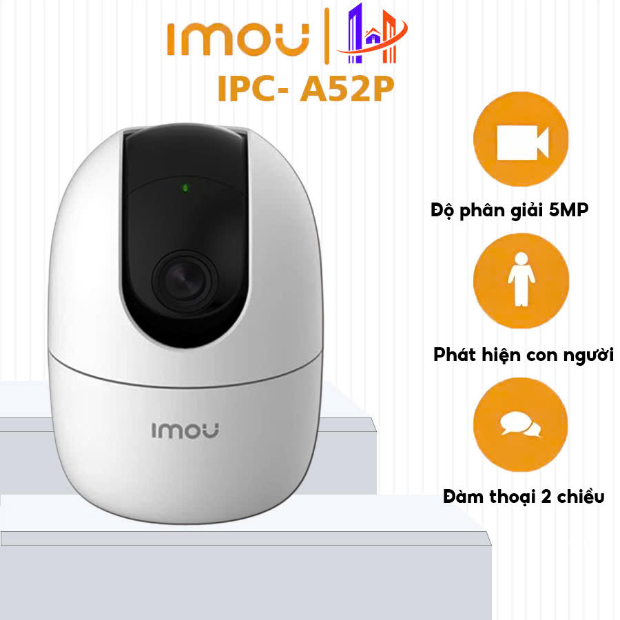   Tặng Chân Đế  Camera Wifi Imou Ranger 2  5MP  - A52P - Phát Hiện Con Người I Xoay Toàn Cảnh 360 I Đàm Thoại 2 Chiều I Bảo Hành 2 Năm 