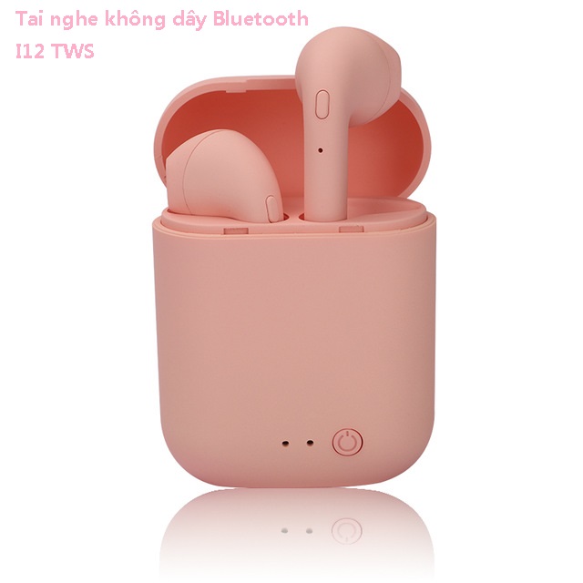 i12 Tws Wireless Bluetooth 5.0 Sport Earphone Touch Pop-Up Window inpods 12 for Xiaomi Huawei Samsung Smart Phone (Pink)