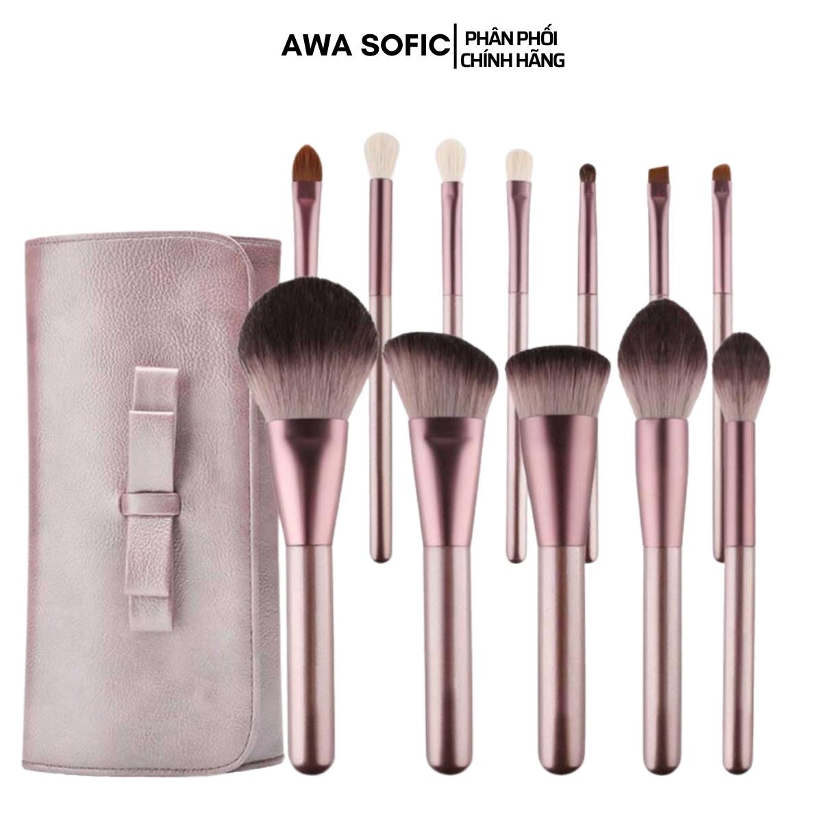 Bộ Cọ Trang Điểm Cao Cấp - 12 Cọ Makeup Chuyên nghiệp, Lông Siêu Mềm ăn phấn, Tặng Hộp Đựng cọ AWA SOFI 'HCM Giao Ngay- FREESHIP'