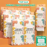 Giấy vệ sinh treo tường Top Gia thùng 9 bịch đa sắc làm từ bột giấy thiên nhiên, 1280 tờ 4 lớp dày dặn, đa năng (Tặng 4 móc treo)