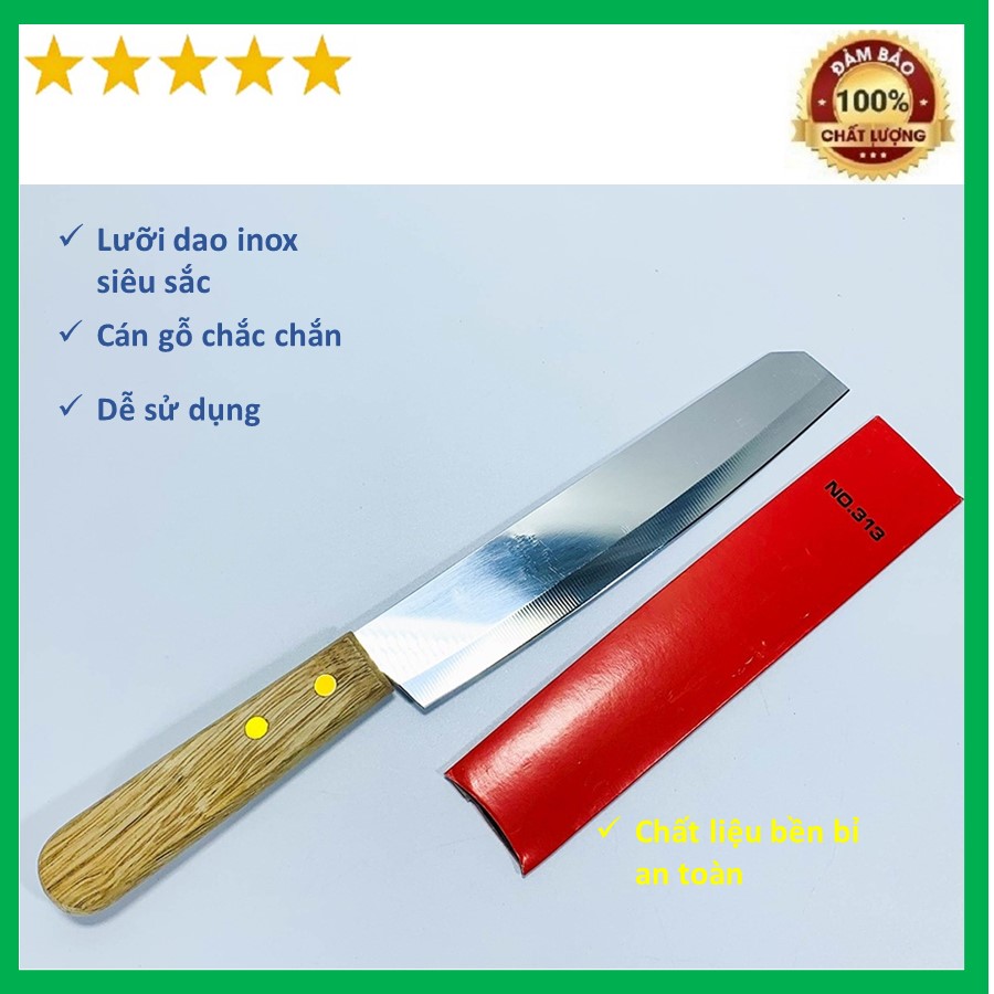 Dao thái inox cán gỗ không gỉ siêu sắc - dao gọt hoa quả, thái thịt siêu bền