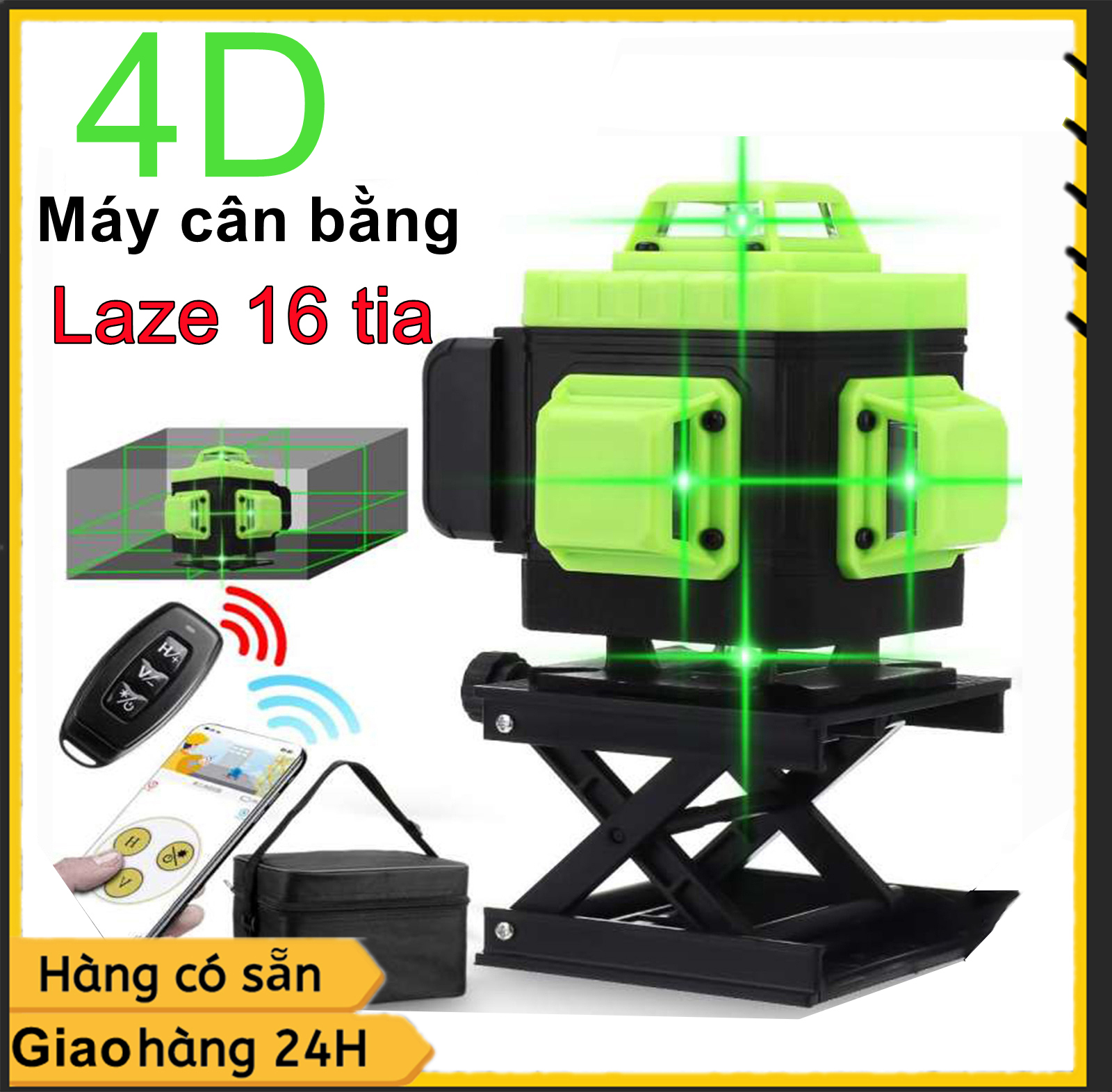 【Bảo hành 24 tháng chính hãng Máy cân bằng laser 4D 16 máy cân mực laser tia màu xanh lá -máy laser 16 tia xanh - Chính xác tuyệt đối trong cân mực - Tia Laser cực nét-Chỉ ở đây có thể mua Máy cân bằng laze 16 tia