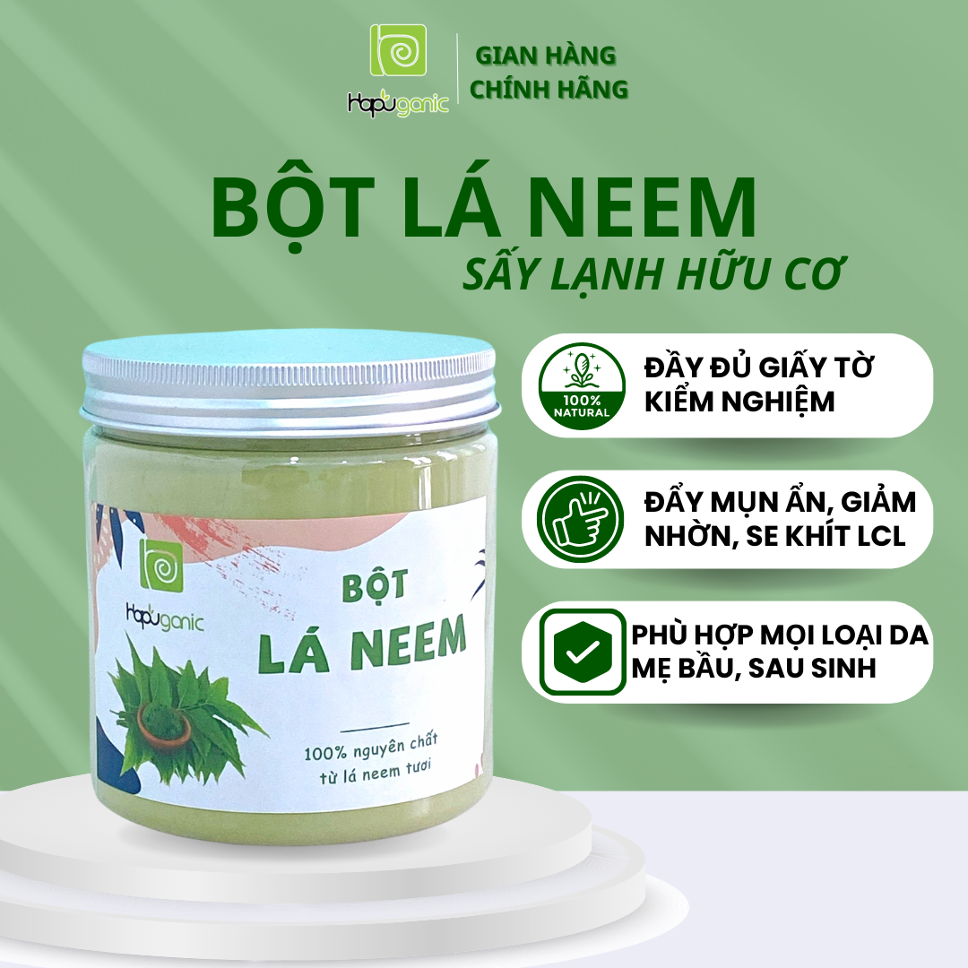 [HCM]Hũ Bột Lá Neem Thiên Nhiên HaPu Organic Bột Thiên Nhiên Đắp Mặt Kiềm Dầu Đẩy Mụn Ẩn Giảm Mụn Trắng Da Đẹp Da