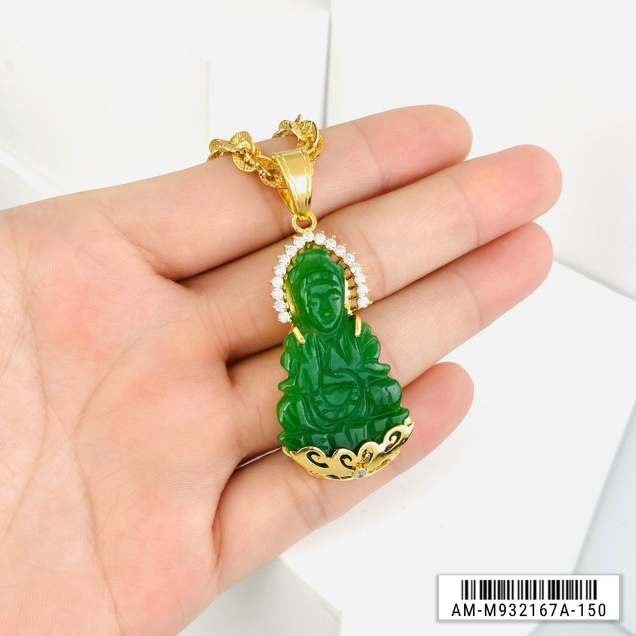 Dây Chuyền Nữ  Phật Quan Âm Bồ Tát Mặt Cẩm Thạch  M Lk  ( 01 Dây ) - Mang rất sang, đẹp - Không Dị Ứng, Không Phai Màu - Trang sức nữ bạch kim, dây chuyền bạch kim