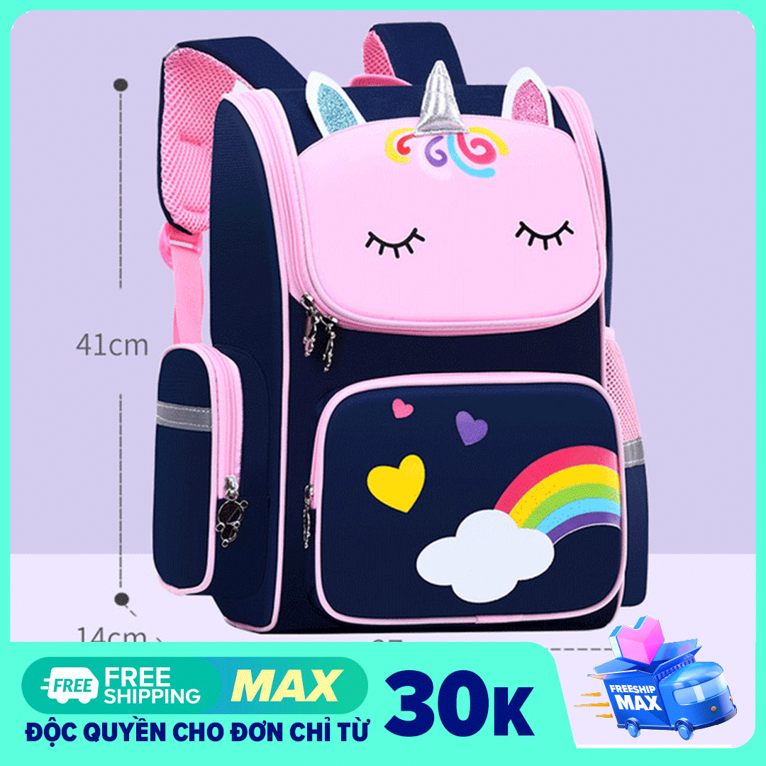 [SIZE CAO 41CM] Balo hình kì lân dễ thương cho bé gái tiểu học, trung học, cặp sách học sinh cấp 1, cấp 2 chống thấm