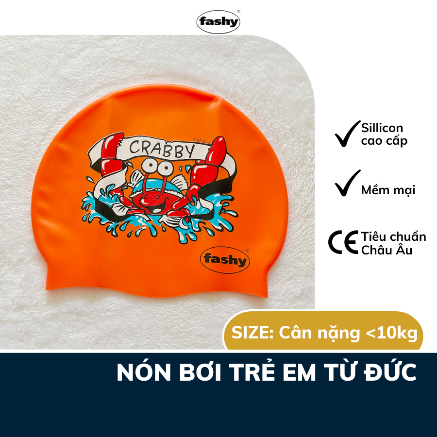 Nón bơi trẻ em cao cấp 100% nhập khẩu từ Đức thương hiệu Fashy tiêu chuẩn chất lượng Châu Âu, chất liệu silicone mềm mại, thiết kế thời trang Freesize dành cho bé trai, bé gái hình sinh vật biển