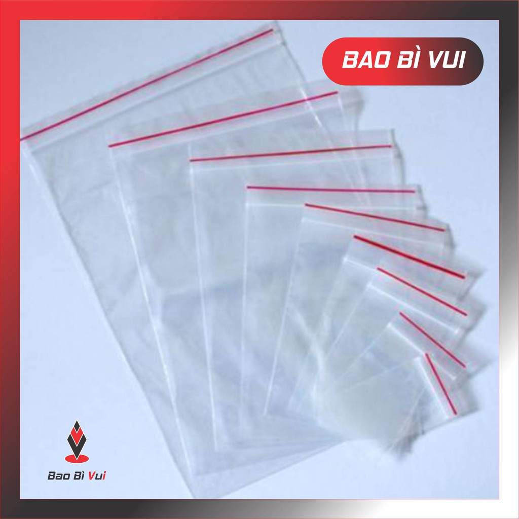 1kg / size túi zip viền đỏ, túi zip chỉ đỏ dày chắc đủ size- bao bì vui0904450899