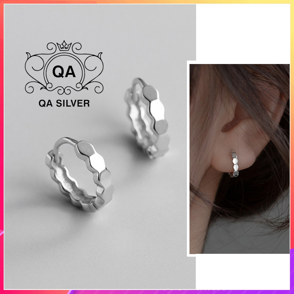 Khuyên tai bạc 925 tròn đa giác bông kẹp vành nam nữ s925 hoop qa silver earrings ea220502