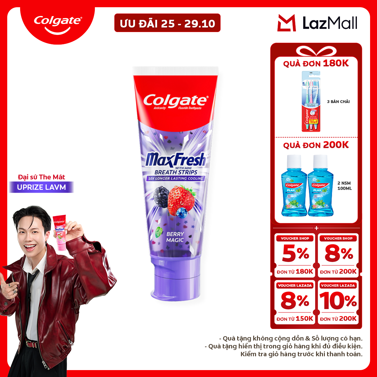 Kem đánh răng Colgate MaxFresh hương nhiệt đới, tinh thể quả mọng tươi mát 100g/tuýp